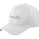 White Cursive Curved Cap